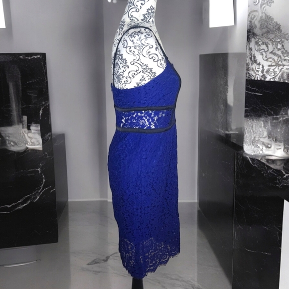 EXPRESS Blue Lace Knee Length Cocktail Dress- 6 - Picture 6 of 7